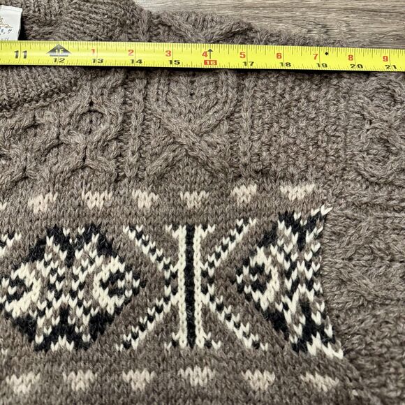 VTG Bonner of Ireland Sweater Mens Medium Brown Wool Aran Fair Isle Made Ireland - Picture 4 of 8